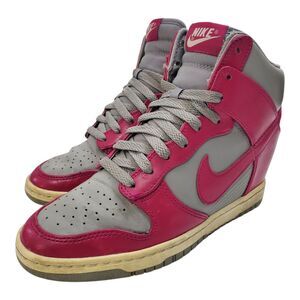 NIKE Shoes DUNK SKY HIGH Womens Size 7.5 Gray Fuchsia Wedge Heel 528899-001